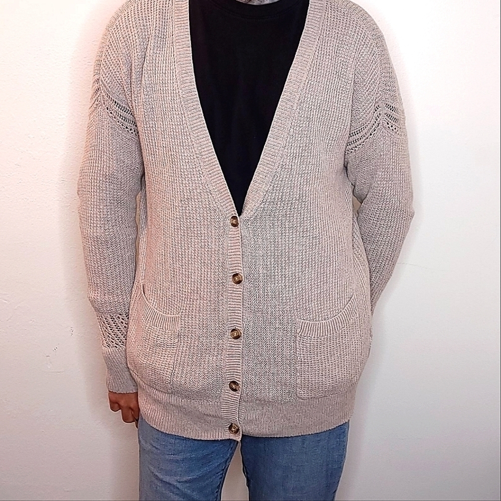 American Eagle Outfitters Women's XL lace cream cardigan long sleeve long top - Picture 3 of 8